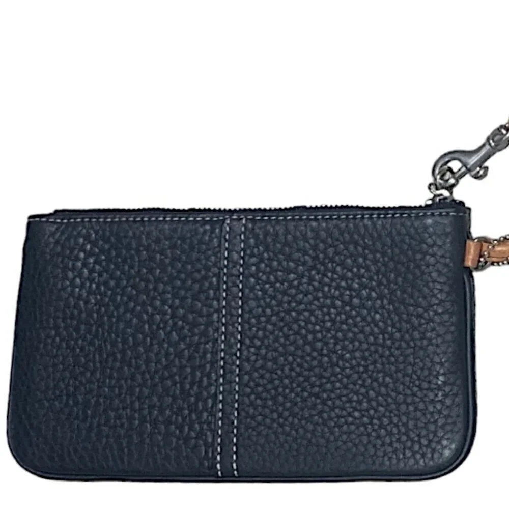 COACH Black Leather Zip Close Wristlet Wallet